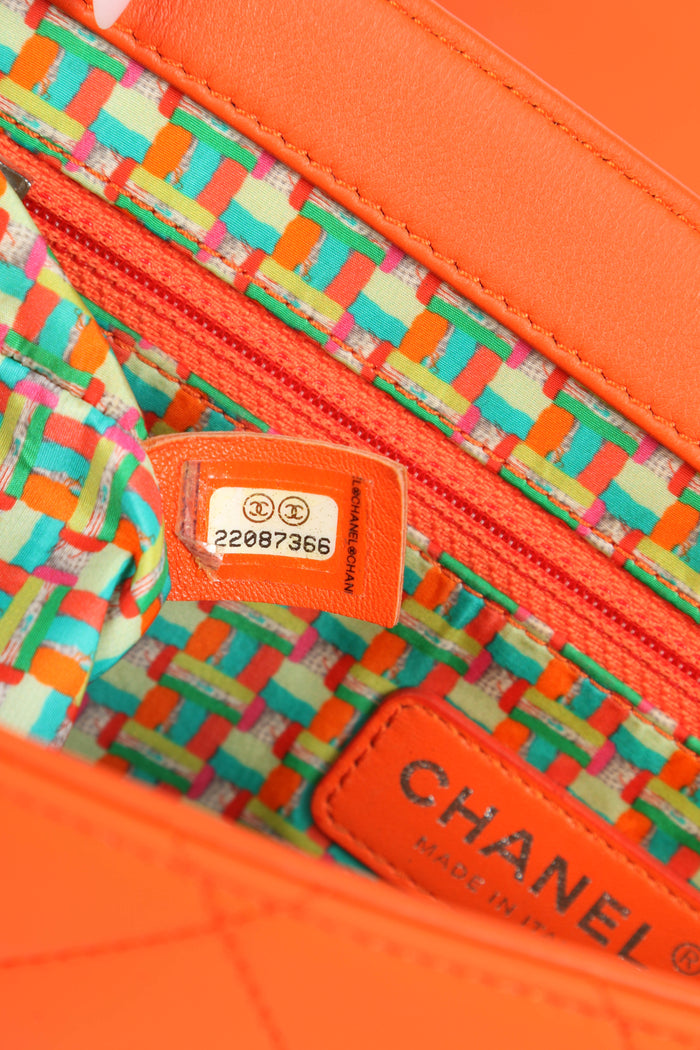2010s Chanel Orange Rubber Medium Single Flap Shoulder Bag