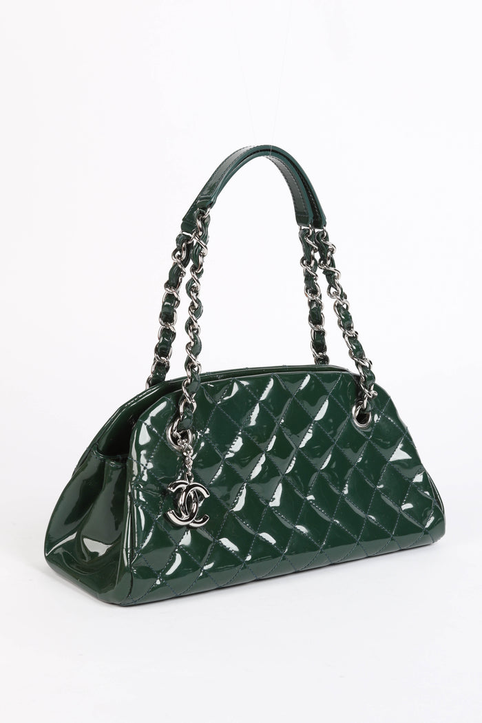 2010s Chanel Green Patent Leather Small Bowling Bag