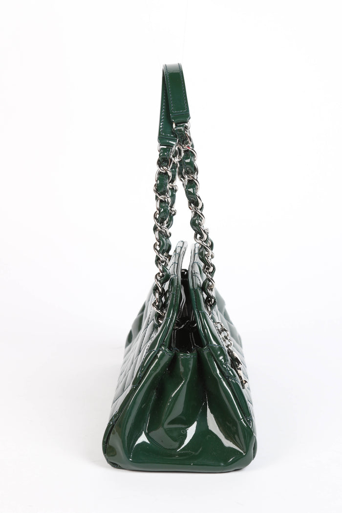 2010s Chanel Green Patent Leather Small Bowling Bag