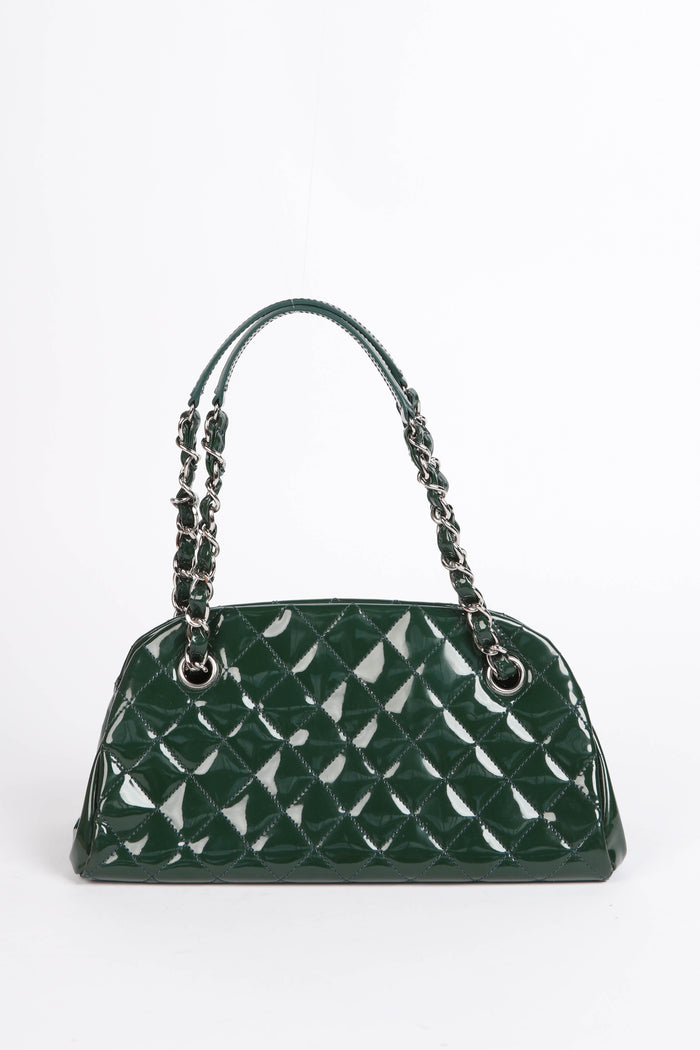 2010s Chanel Green Patent Leather Small Bowling Bag