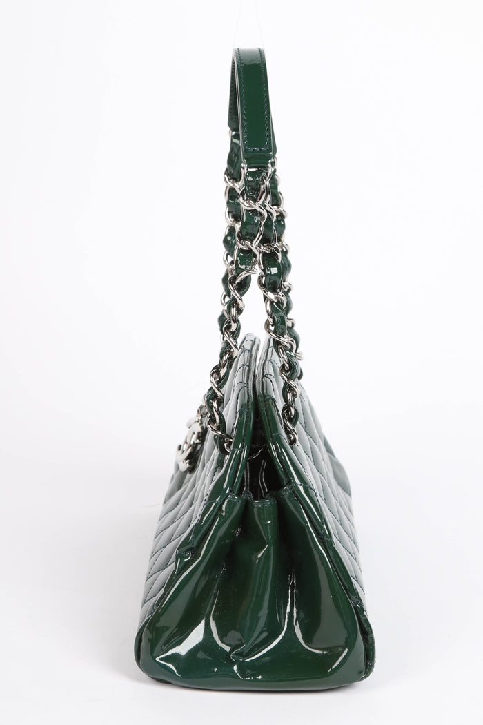 2010s Chanel Green Patent Leather Small Bowling Bag
