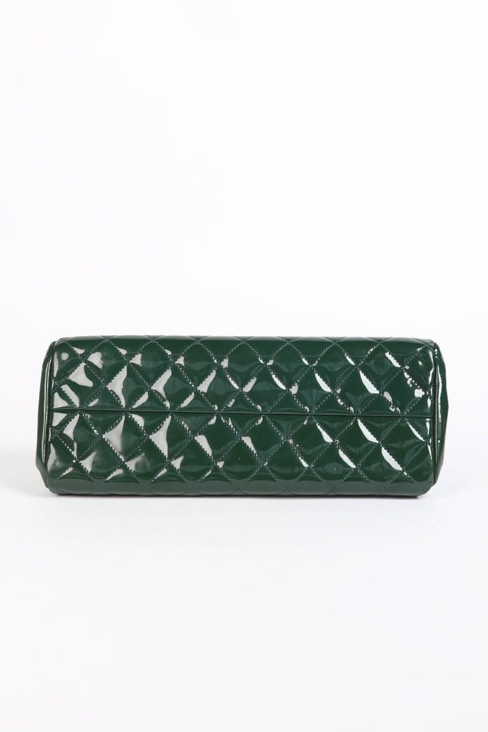 2010s Chanel Green Patent Leather Small Bowling Bag