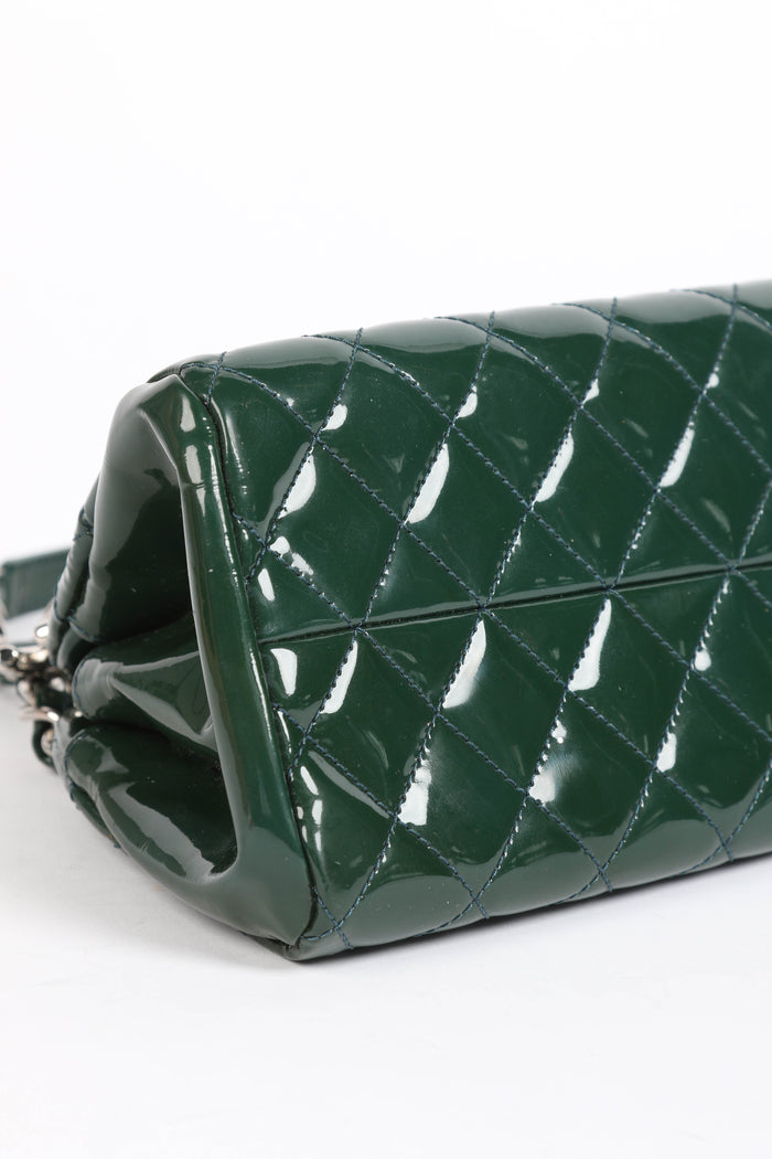 2010s Chanel Green Patent Leather Small Bowling Bag