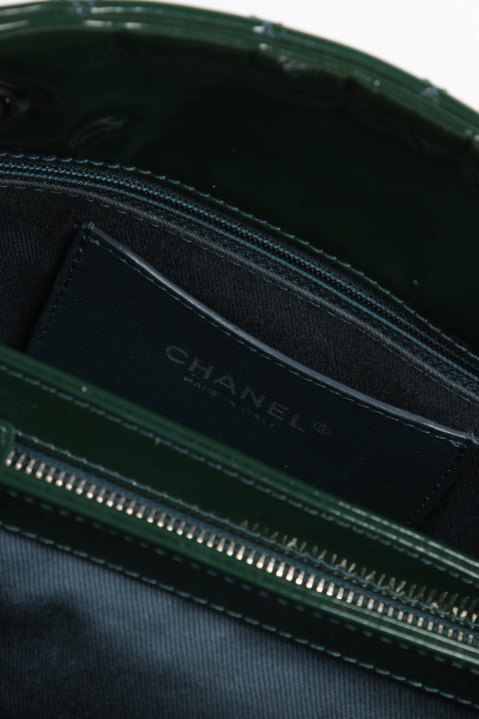 2010s Chanel Green Patent Leather Small Bowling Bag