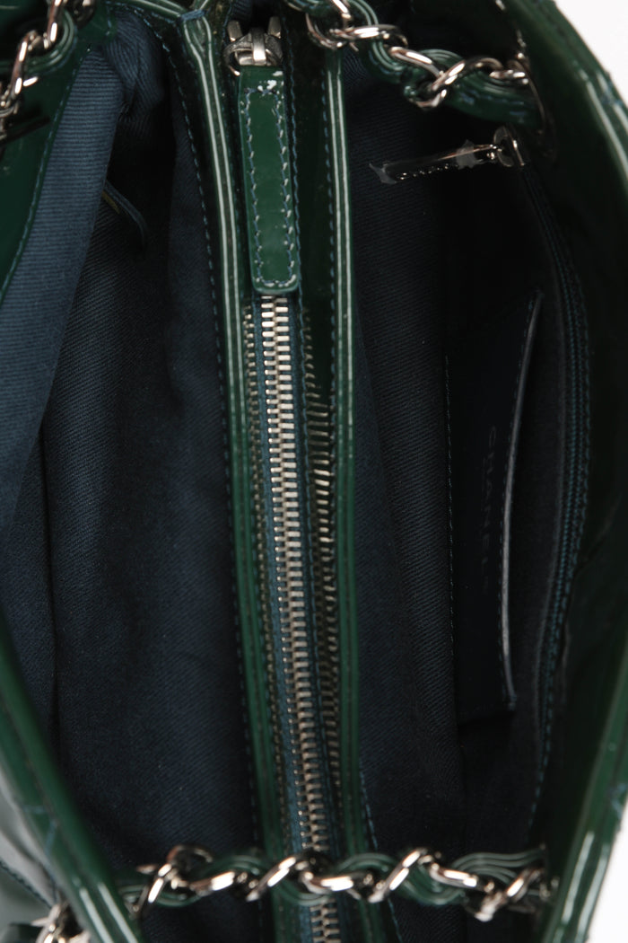 2010s Chanel Green Patent Leather Small Bowling Bag