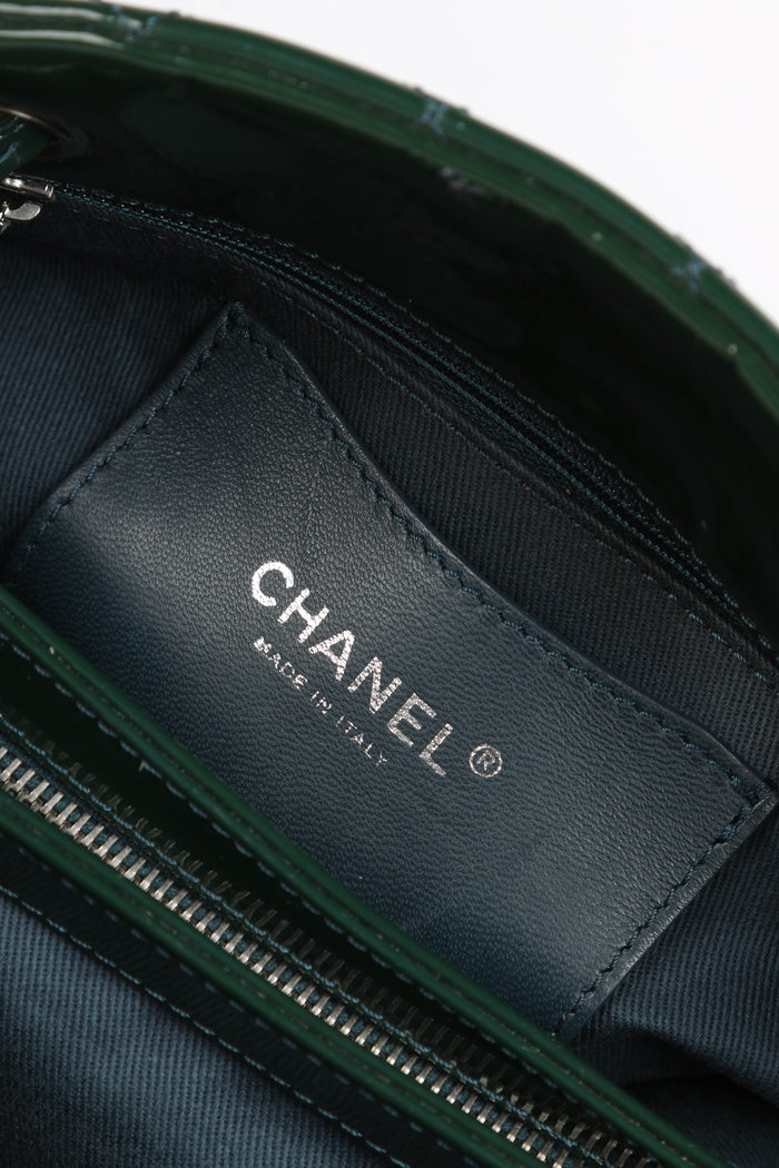 2010s Chanel Green Patent Leather Small Bowling Bag