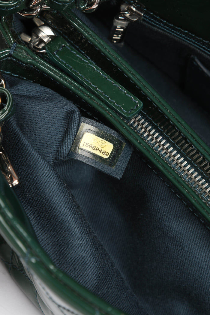 2010s Chanel Green Patent Leather Small Bowling Bag