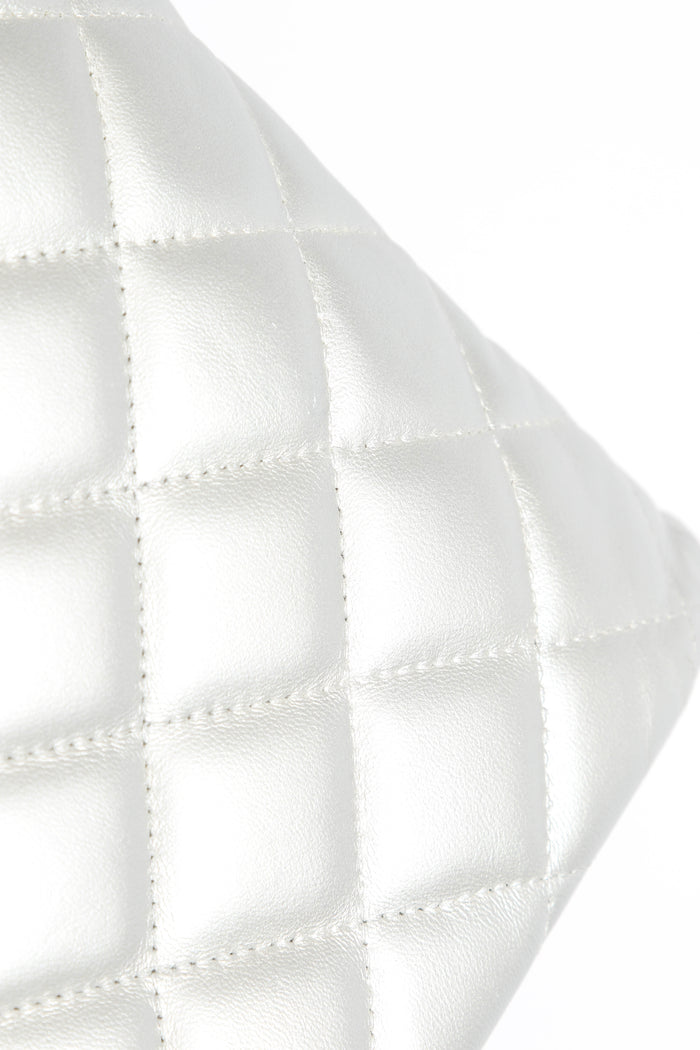 2010s Chanel Silver Lambskin Leather Jumbo Single Flap Shoulder Bag