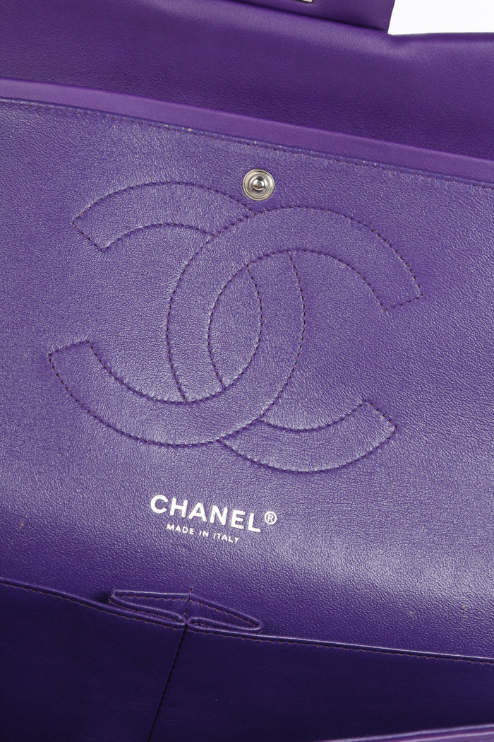 2010s Chanel Purple Patent Leather Jumbo Double Flap Bag
