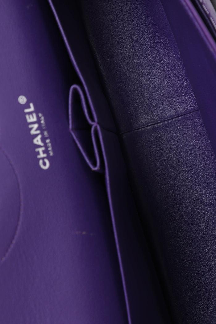 2010s Chanel Purple Patent Leather Jumbo Double Flap Bag