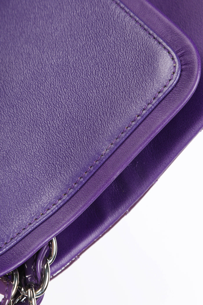 2010s Chanel Purple Patent Leather Jumbo Double Flap Bag