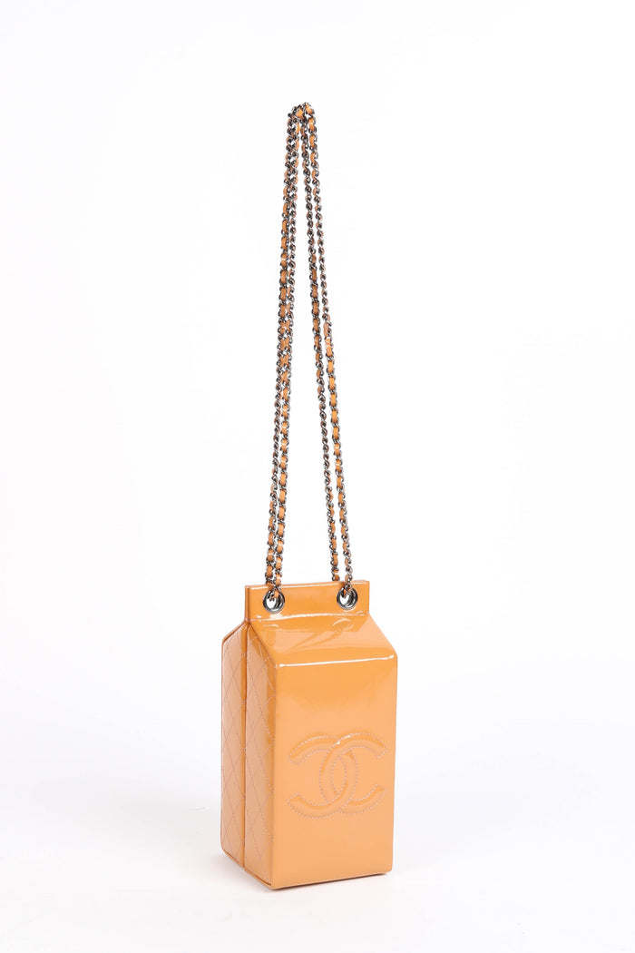 RARE 2014 Chanel Caramel Patent Leather Milk Carton Crossbody Bag