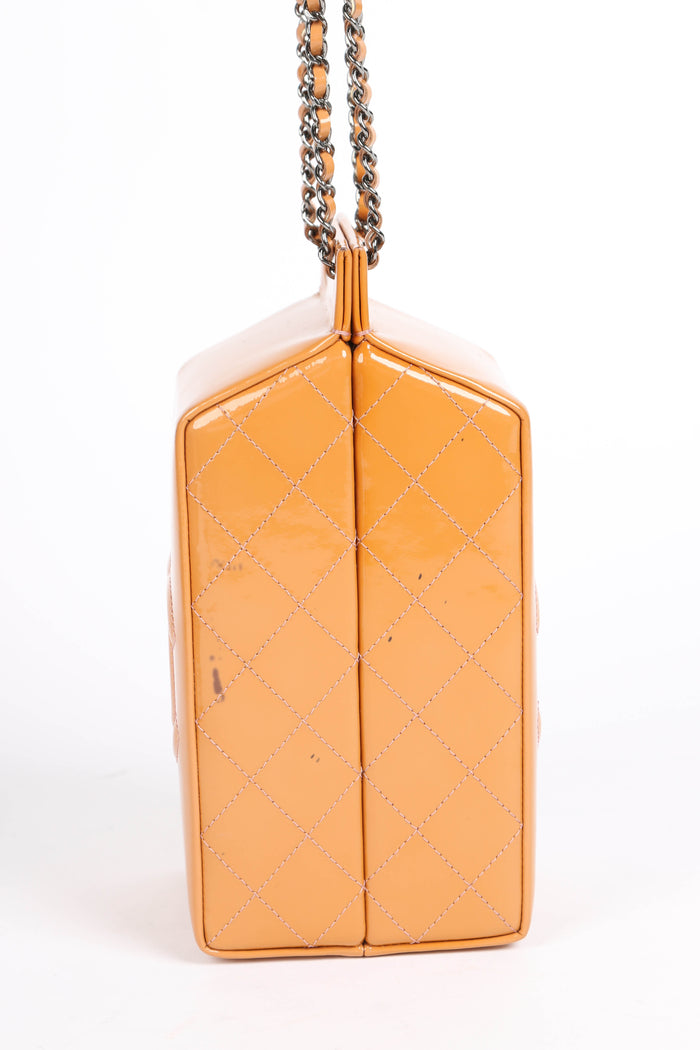 RARE 2014 Chanel Caramel Patent Leather Milk Carton Crossbody Bag