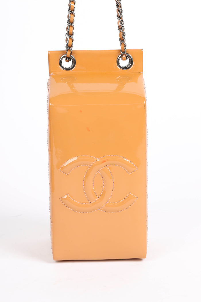RARE 2014 Chanel Caramel Patent Leather Milk Carton Crossbody Bag