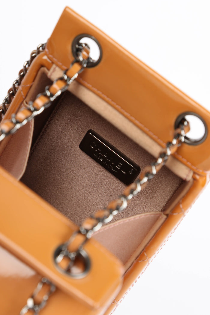 RARE 2014 Chanel Caramel Patent Leather Milk Carton Crossbody Bag
