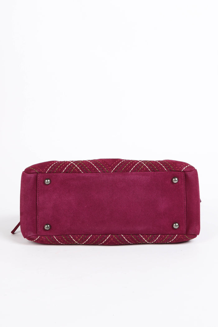 2010s Chanel Purple Suede Wild Stitch Small Shoulder Bag