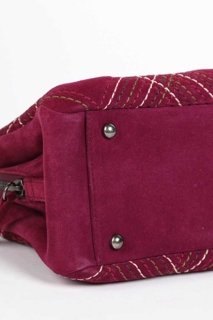 2010s Chanel Purple Suede Wild Stitch Small Shoulder Bag