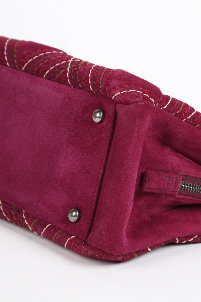 2010s Chanel Purple Suede Wild Stitch Small Shoulder Bag