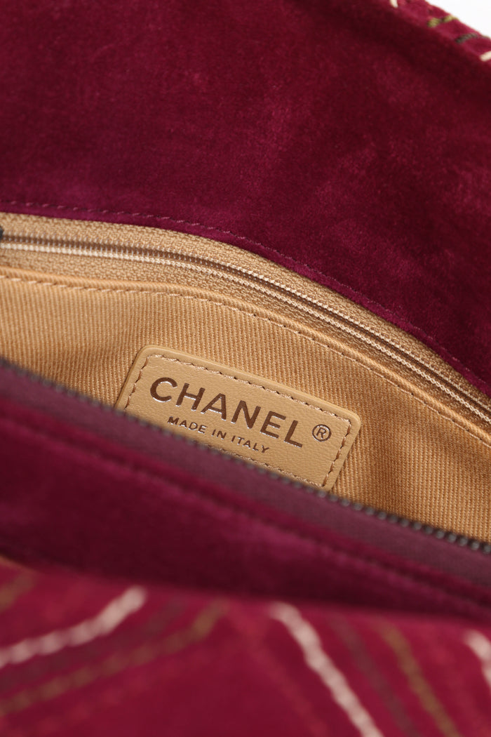 2010s Chanel Purple Suede Wild Stitch Small Shoulder Bag