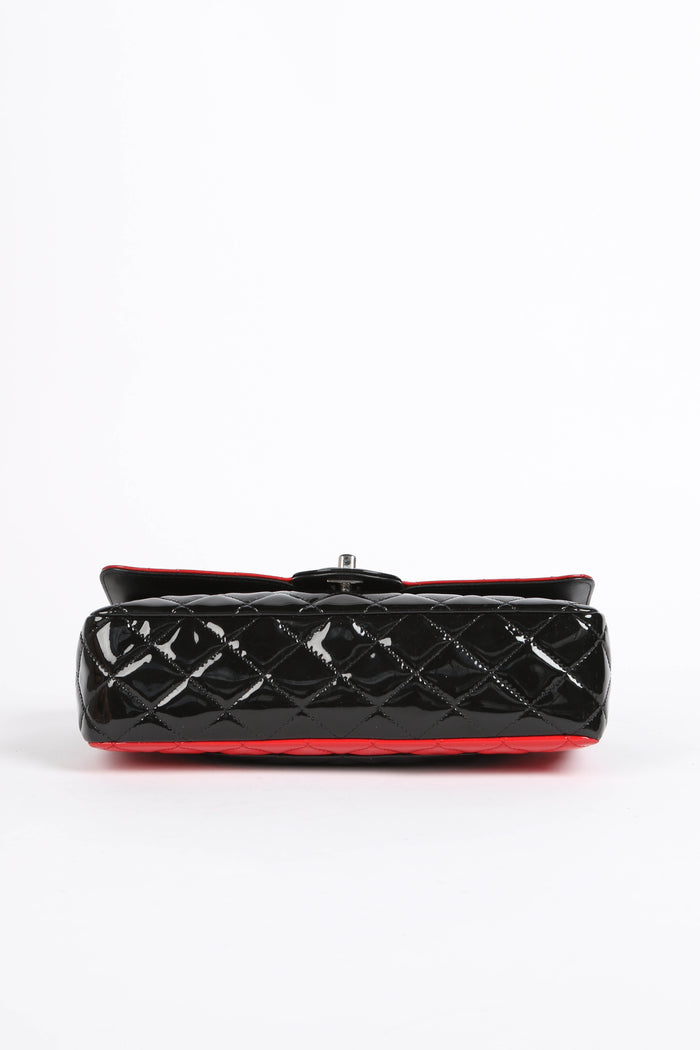 2010s Chanel Bi-Colour Patent Leather Medium Double Flap Shoulder Bag