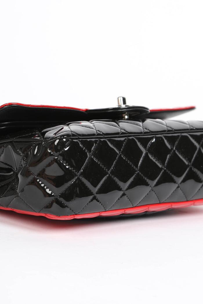2010s Chanel Bi-Colour Patent Leather Medium Double Flap Shoulder Bag