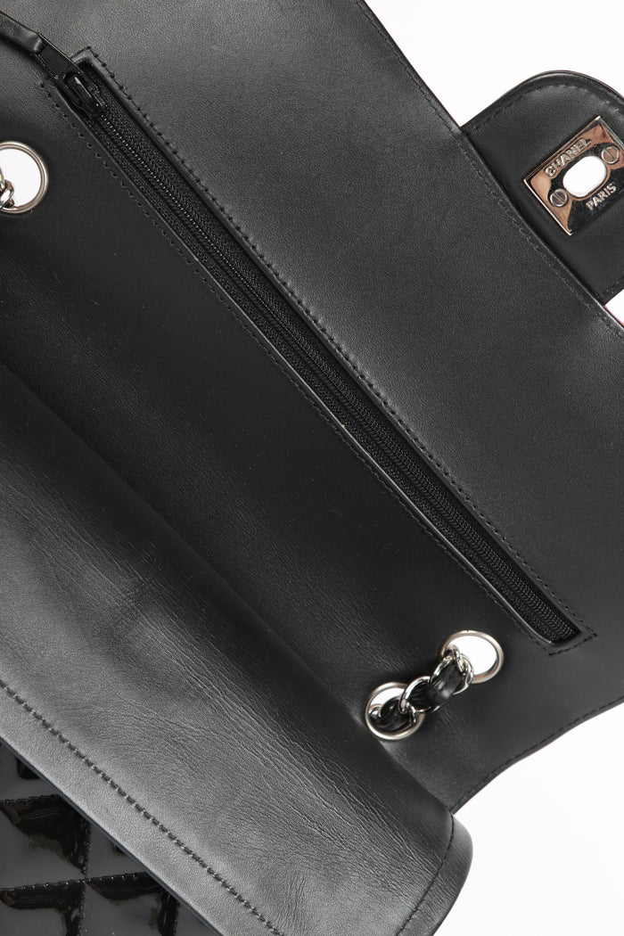 2010s Chanel Bi-Colour Patent Leather Medium Double Flap Shoulder Bag
