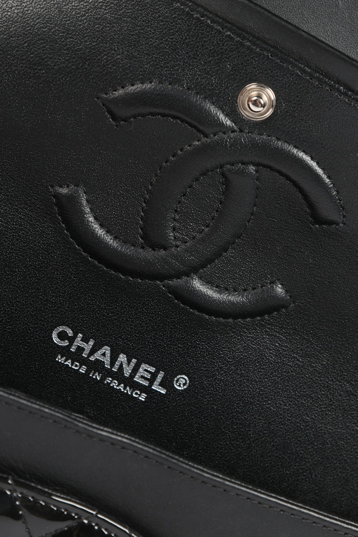 2010s Chanel Bi-Colour Patent Leather Medium Double Flap Shoulder Bag