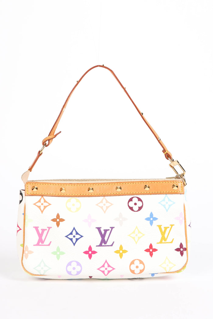 RARE Louis Vuitton x Takashi Murakami White Multicolour Pochette Accessoires