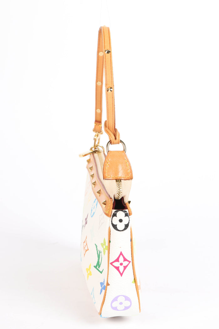 RARE Louis Vuitton x Takashi Murakami White Multicolour Pochette Accessoires