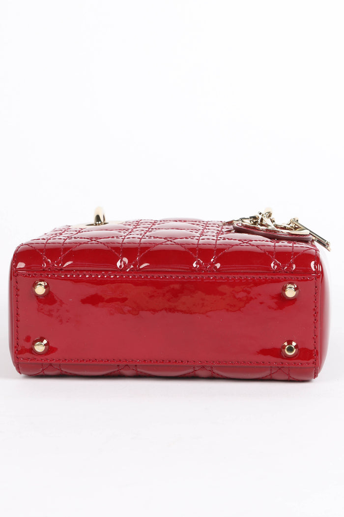 RARE 2019 Christian Dior Red Patent Leather Mini Lady Dior