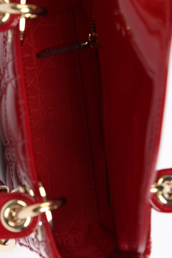 RARE 2019 Christian Dior Red Patent Leather Mini Lady Dior