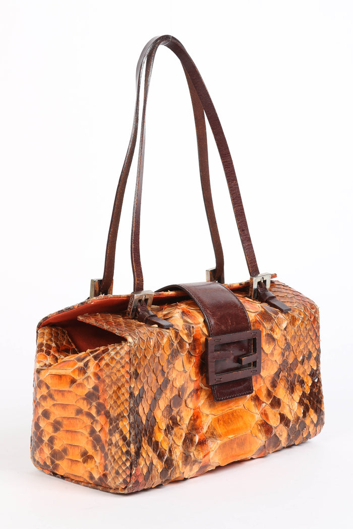 RARE Vintage Fendi Orange Python Small Shoulder Bag