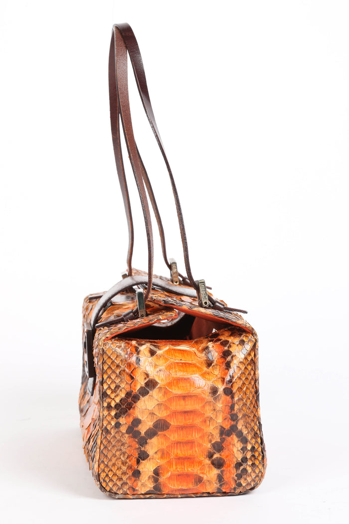 RARE Vintage Fendi Orange Python Small Shoulder Bag