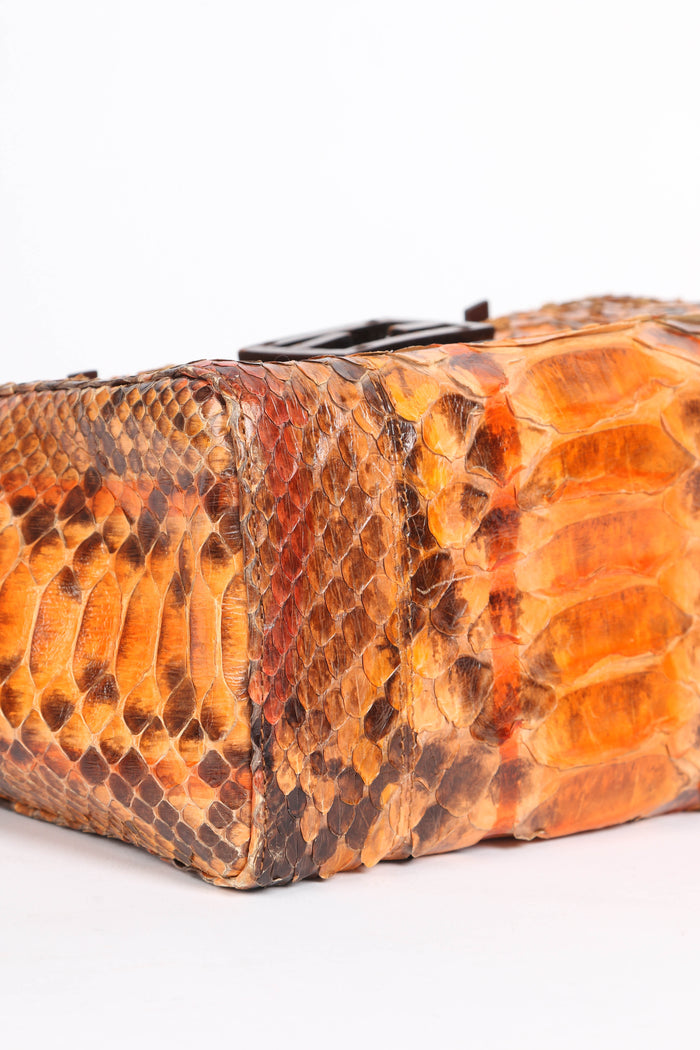 RARE Vintage Fendi Orange Python Small Shoulder Bag