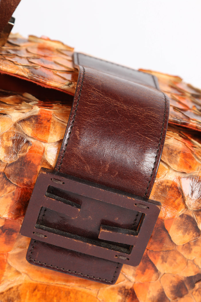 RARE Vintage Fendi Orange Python Small Shoulder Bag