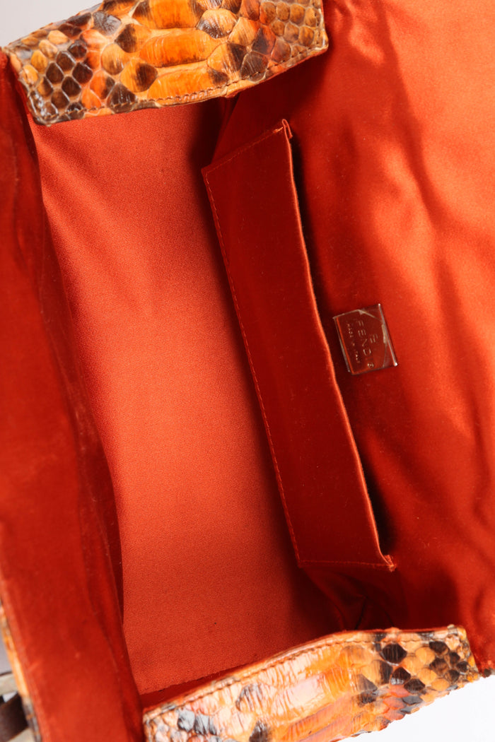 RARE Vintage Fendi Orange Python Small Shoulder Bag