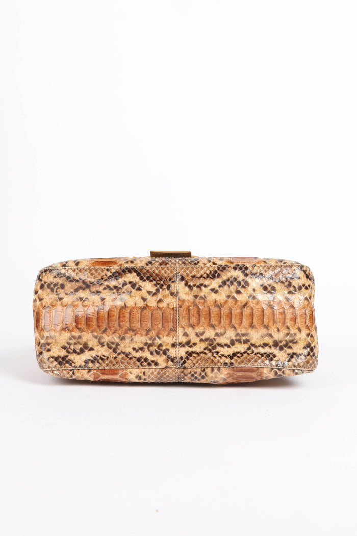 RARE Vintage Fendi Beige Python Mamma Baguette Shoulder Bag