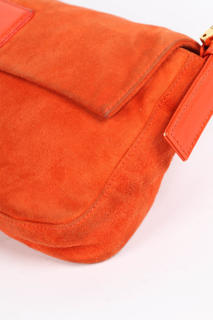 Vintage Fendi Orange Suede Baguette Shoulder Bag