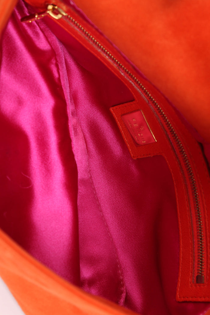 Vintage Fendi Orange Suede Baguette Shoulder Bag