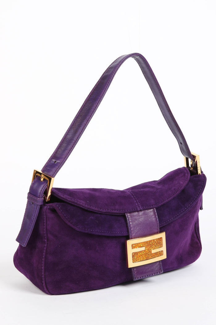 Vintage Fendi Purple Suede Shoulder Bag