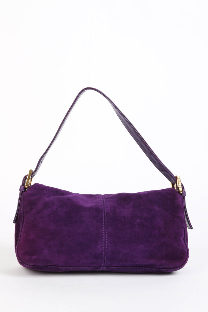 Vintage Fendi Purple Suede Shoulder Bag