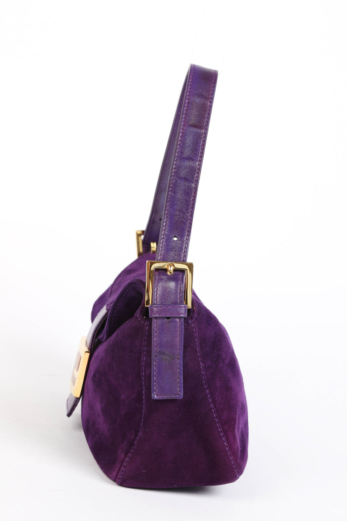 Vintage Fendi Purple Suede Shoulder Bag