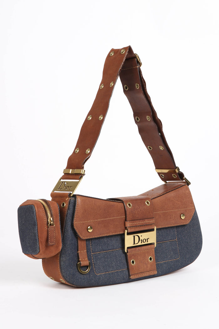 Vintage Christian Dior Denim Columbus Shoulder Bag