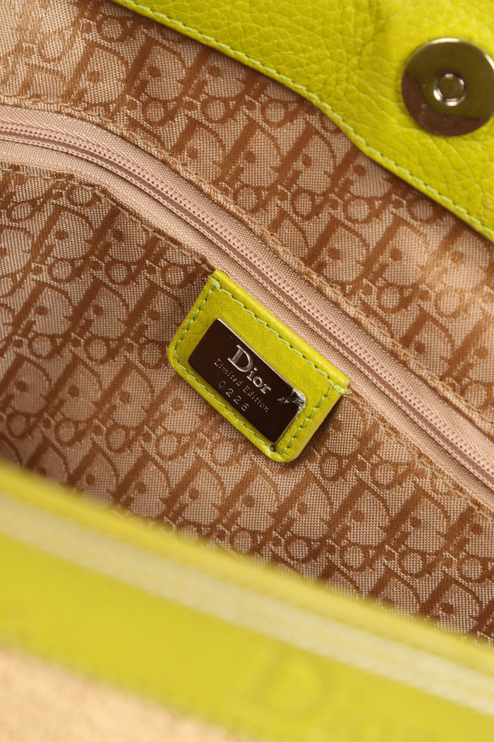 Limited Edition 2005 Christian Dior Floral Embroidered Raffia Tote Bag