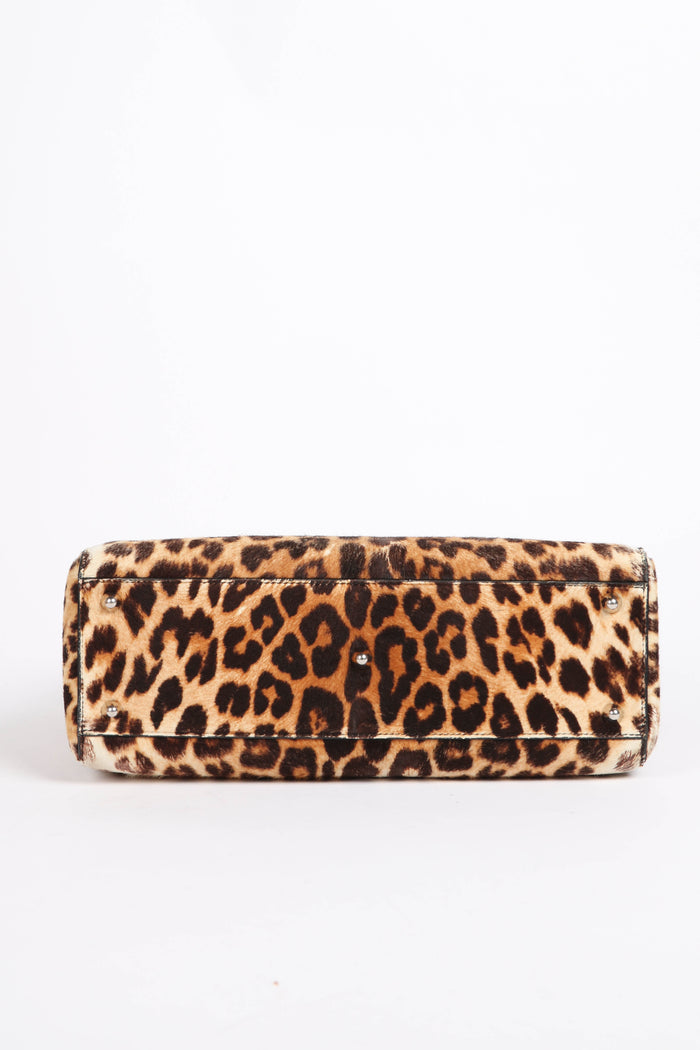 RARE 2014 Christian Dior Leopard Print Pony Hair Large Lady Dior