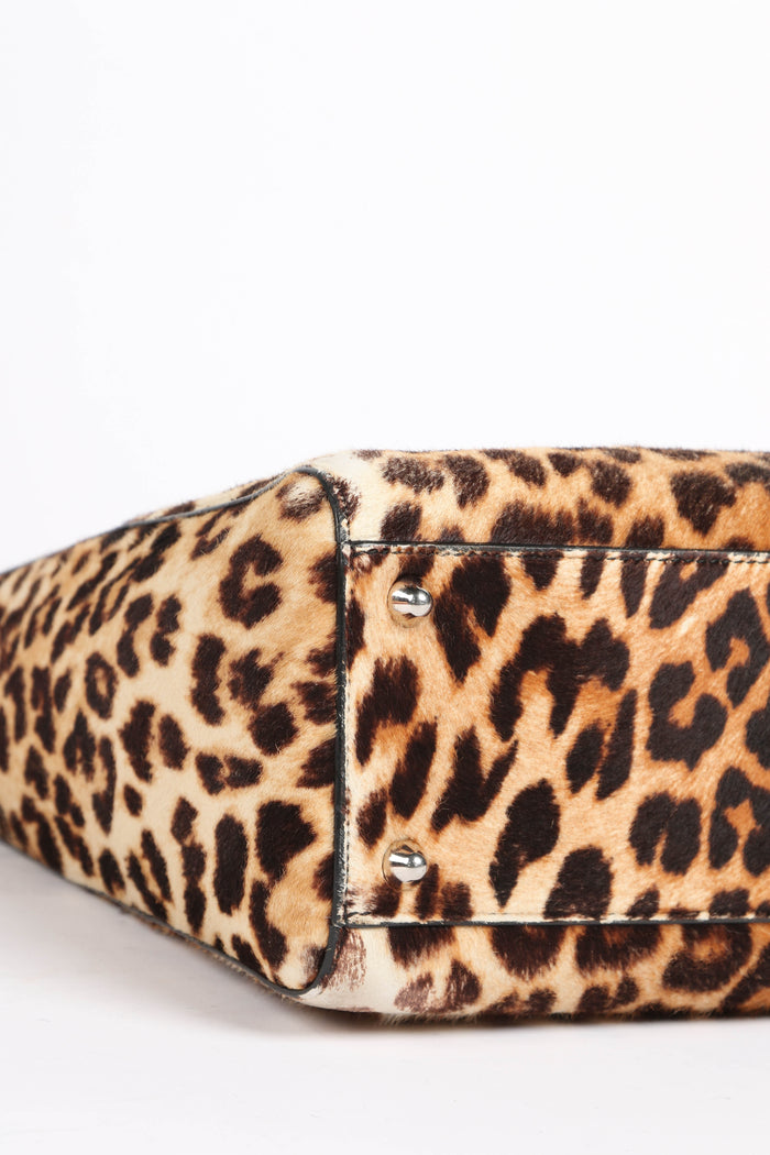 RARE 2014 Christian Dior Leopard Print Pony Hair Large Lady Dior