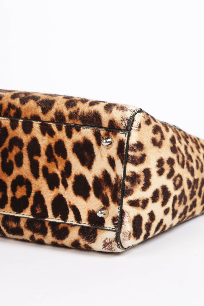 RARE 2014 Christian Dior Leopard Print Pony Hair Large Lady Dior