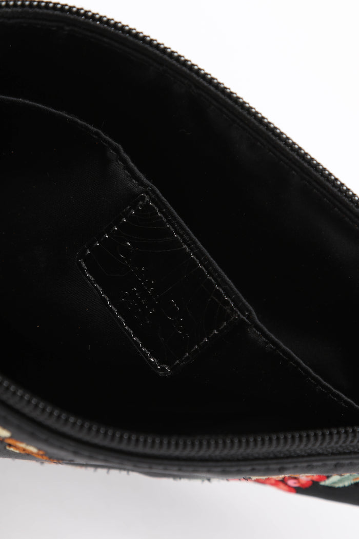 LIMITED EDITION Christian Dior Black Satin Koi Fish Embroidered Saddle Bag