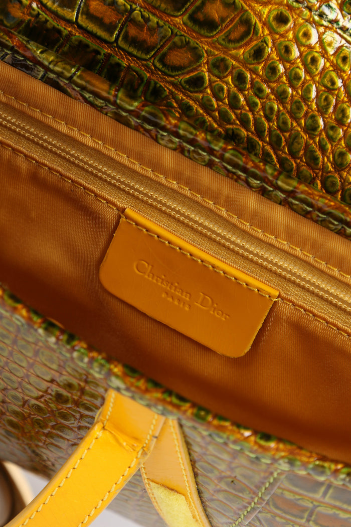 RARE 2001 Vintage Christian Dior Green Croc Embossed Saddle Bag