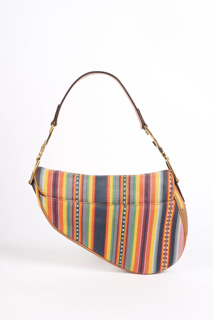 RARE 2000s Christian Dior Multicoloured Striped Saddle Bag